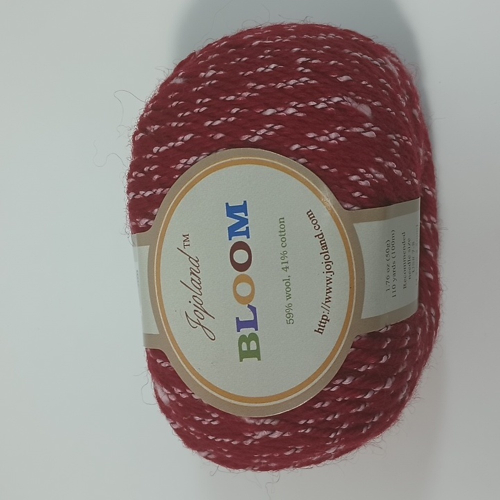 3/$15 Jojoland Bloom JR03 Red Yarn Pink Slub Wool Cotton 50g 100m 110yd 1 Skein